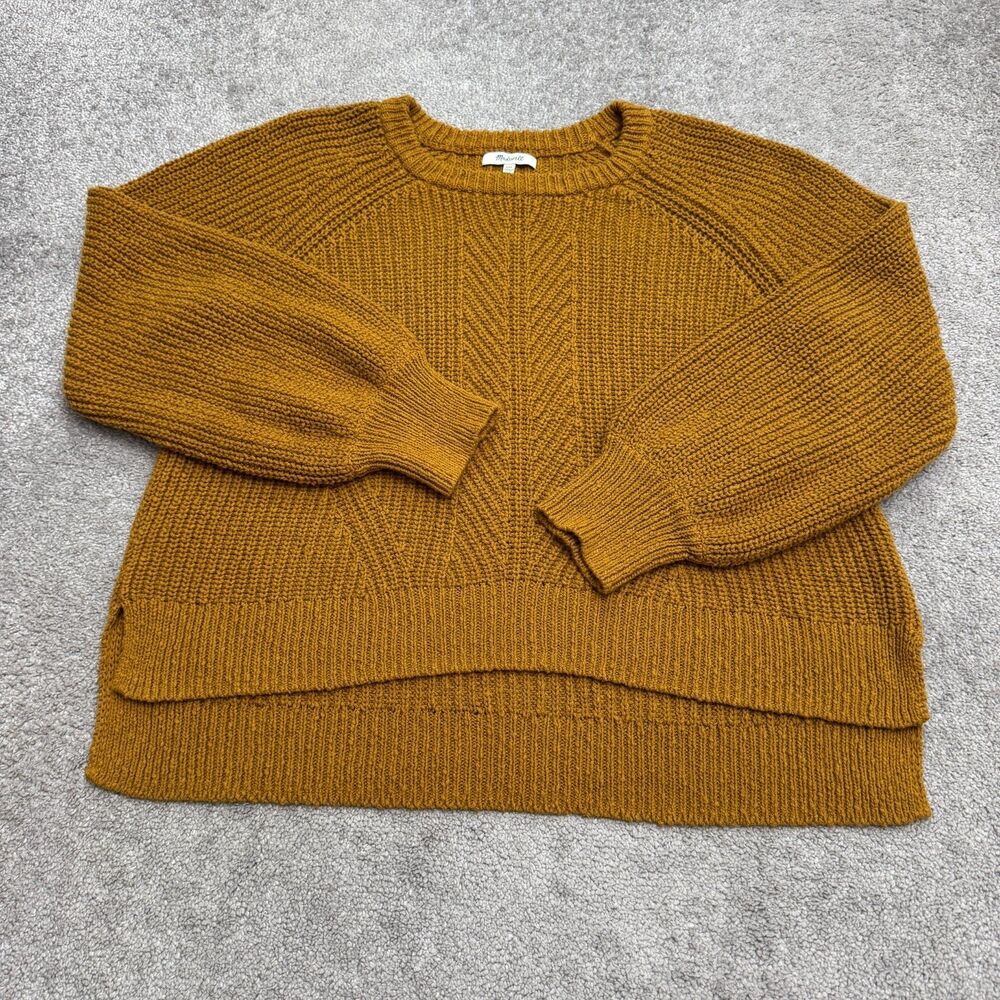 Madewell Chunky Ribbed Knit Balloon Sleeve Sweater Womens 2XL Brown Cotton